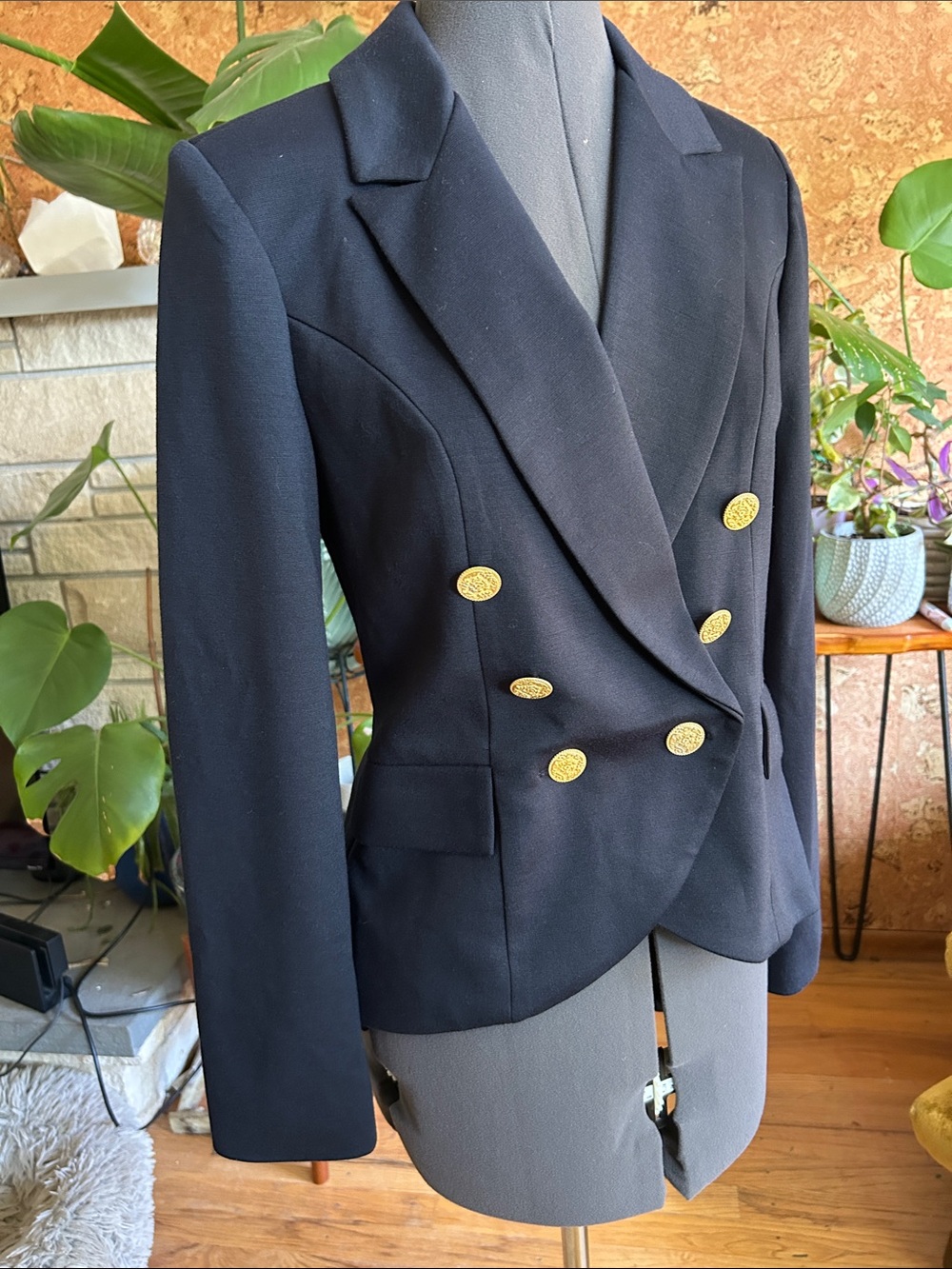 Willow & Clay Navy Double-Breasted Blazer with Gold Buttons